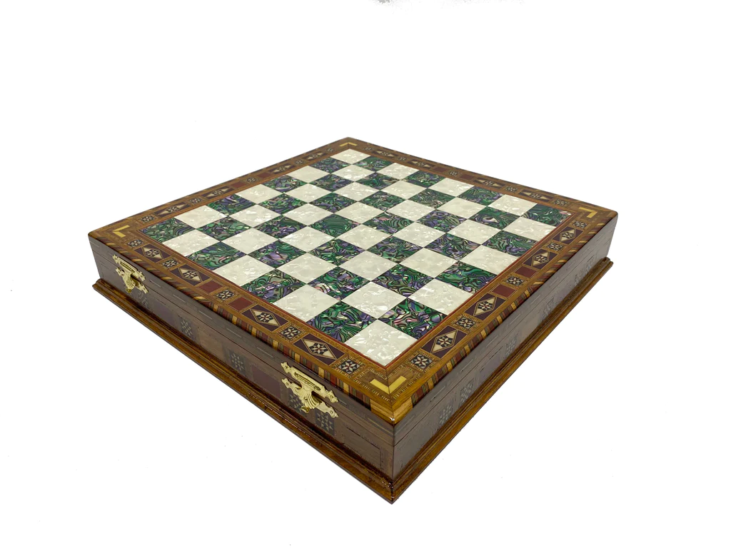 16.5 inch rosewood chess box (green squares)