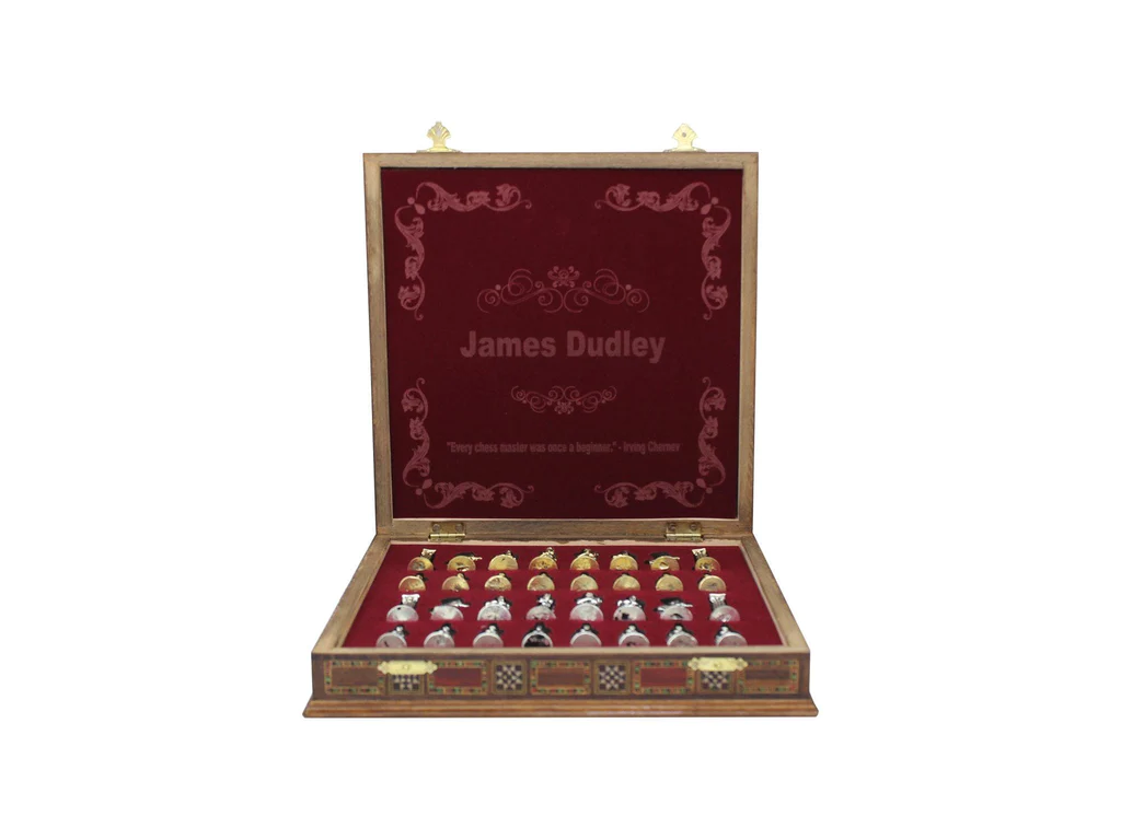 16.5 inch rosewood chess box set (open lid with customization)