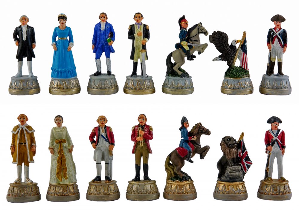 American War of Independence Themed Marble Resin Chess Pieces