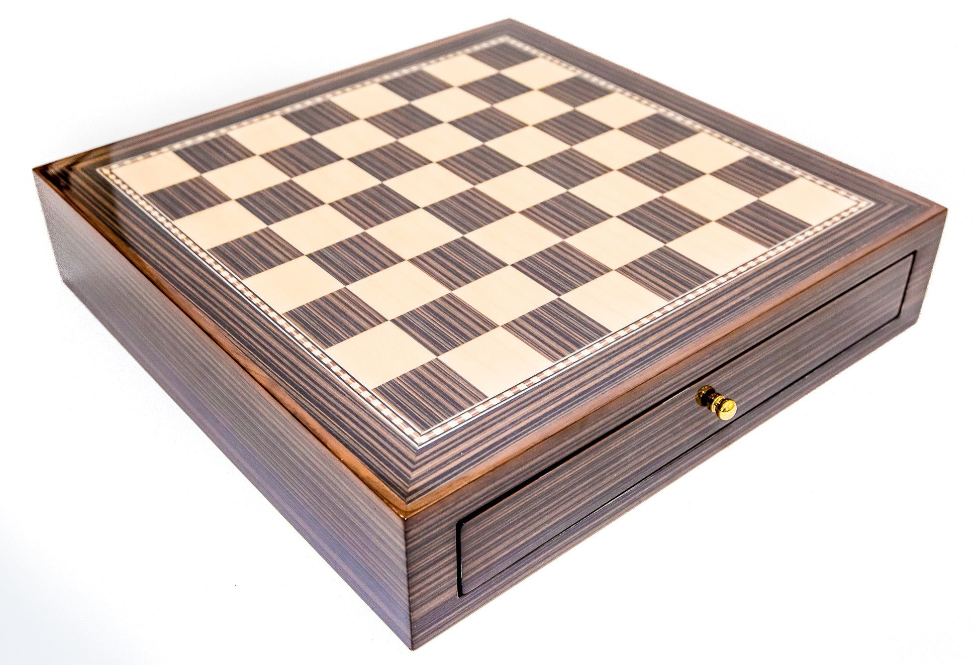 15.5 inch Deluxe Chess Board Case with Storage (1 9/16 Inch Squares) closed