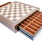15.5 inch Deluxe Chess Board Case with Storage (1 9/16 Inch Squares) open