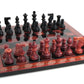 15 inch Scali Alabaster Chess Set in Wood Frame (Red & Black)