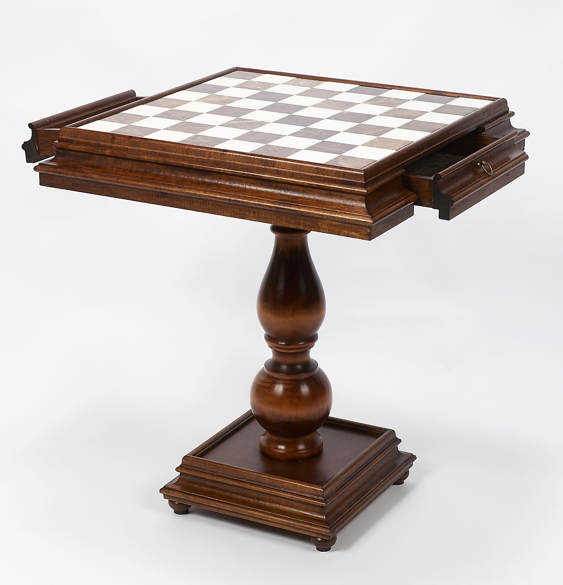 23.5 inch Marble/Wood Chess & Checkers Table from Italy