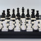 14 inch Alabaster Chest Chess Set with Checkers (Black & White)