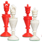 Anglo-Dutch Reproduction Luxury Bone Chess Pieces red & natural
