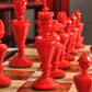 Anglo-Dutch Reproduction Luxury Bone Chess Pieces red