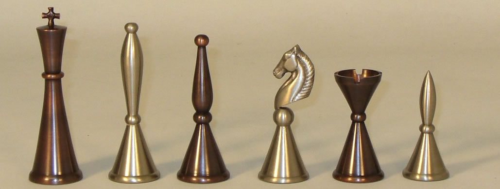 Brass Art Deco Chess Pieces