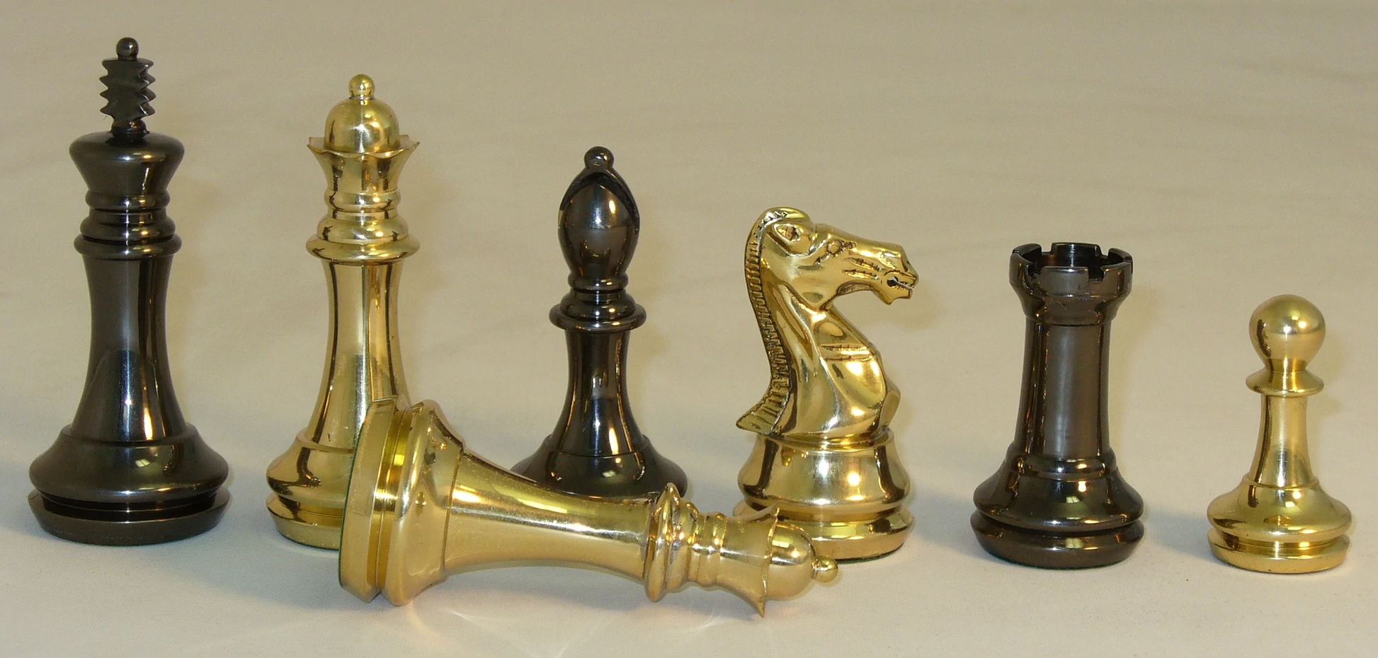 Brass Staunton Chessmen with Extra Queens