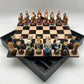 Cats & Dogs Chessmen on Black/Maple Chest Chess Set