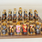 Cats & Dogs Chessmen on Walnut/Maple Board Chess Set
