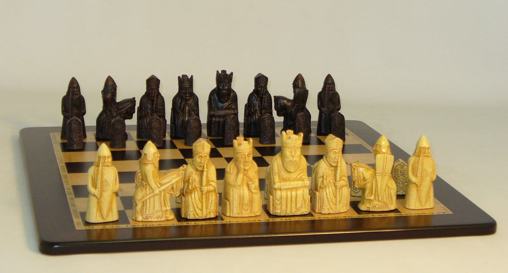 Isle of Lewis Chessmen on Ebony/Birdseye Maple Board Chess Set