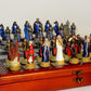 King Arthur Chessmen on Cherry Chest Chess Set