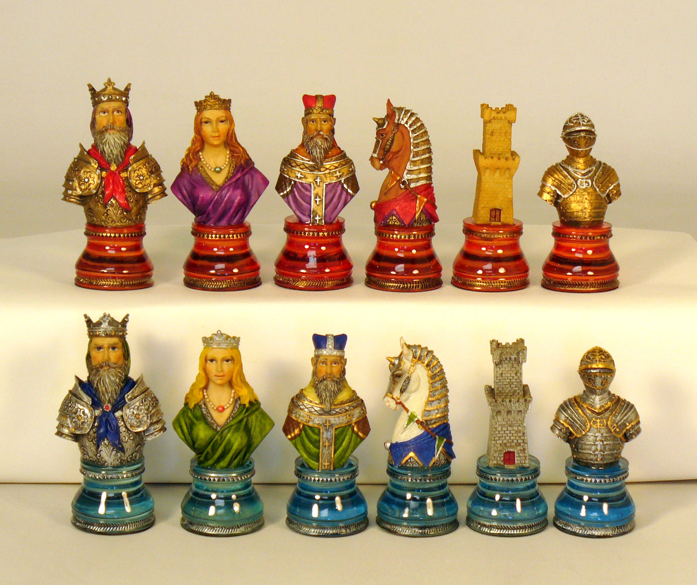 Painted Camelot Busts Acrylic Chessmen