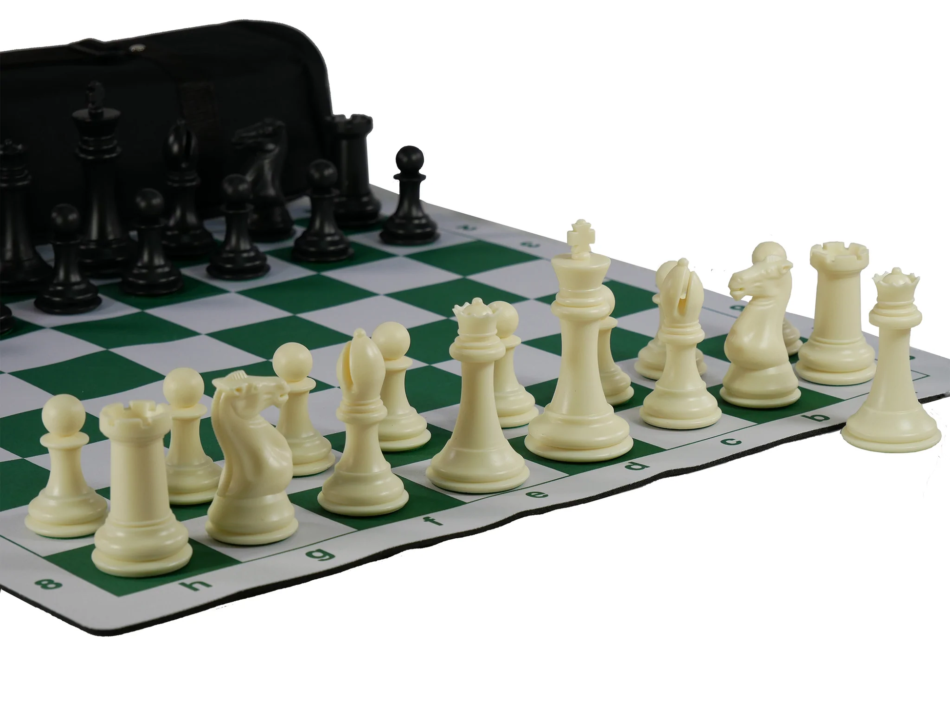 20 inch roll-up chess board with 4 inch plastic chessmen and tote bag