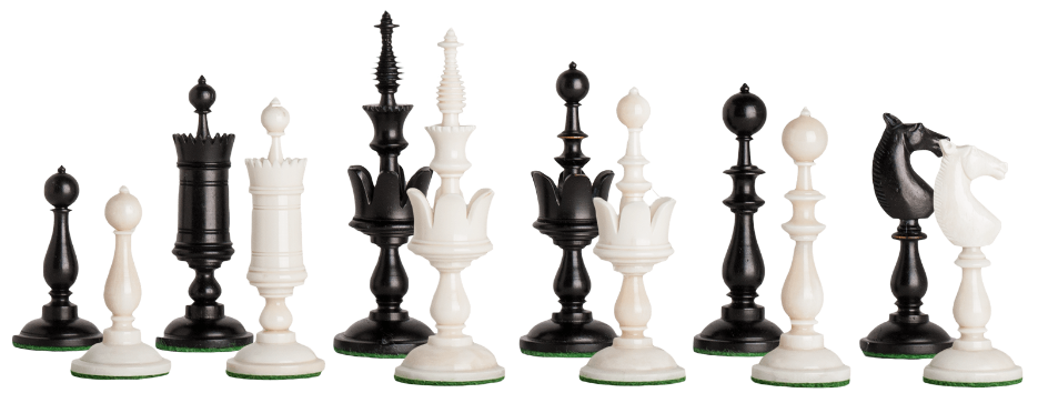 Selenus Luxury Bone Chess Pieces black & natural