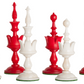 Selenus Luxury Bone Chess Pieces red & natural