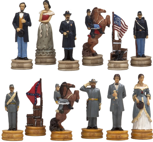 American Civil War Themed Marble Resin Chess Pieces