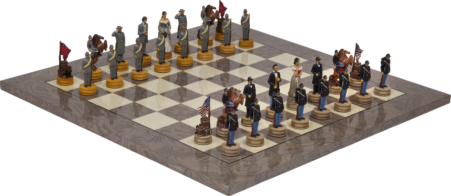 American Civil War Themed Chessmen (3.5 inch King) & Superior Board Chess Set