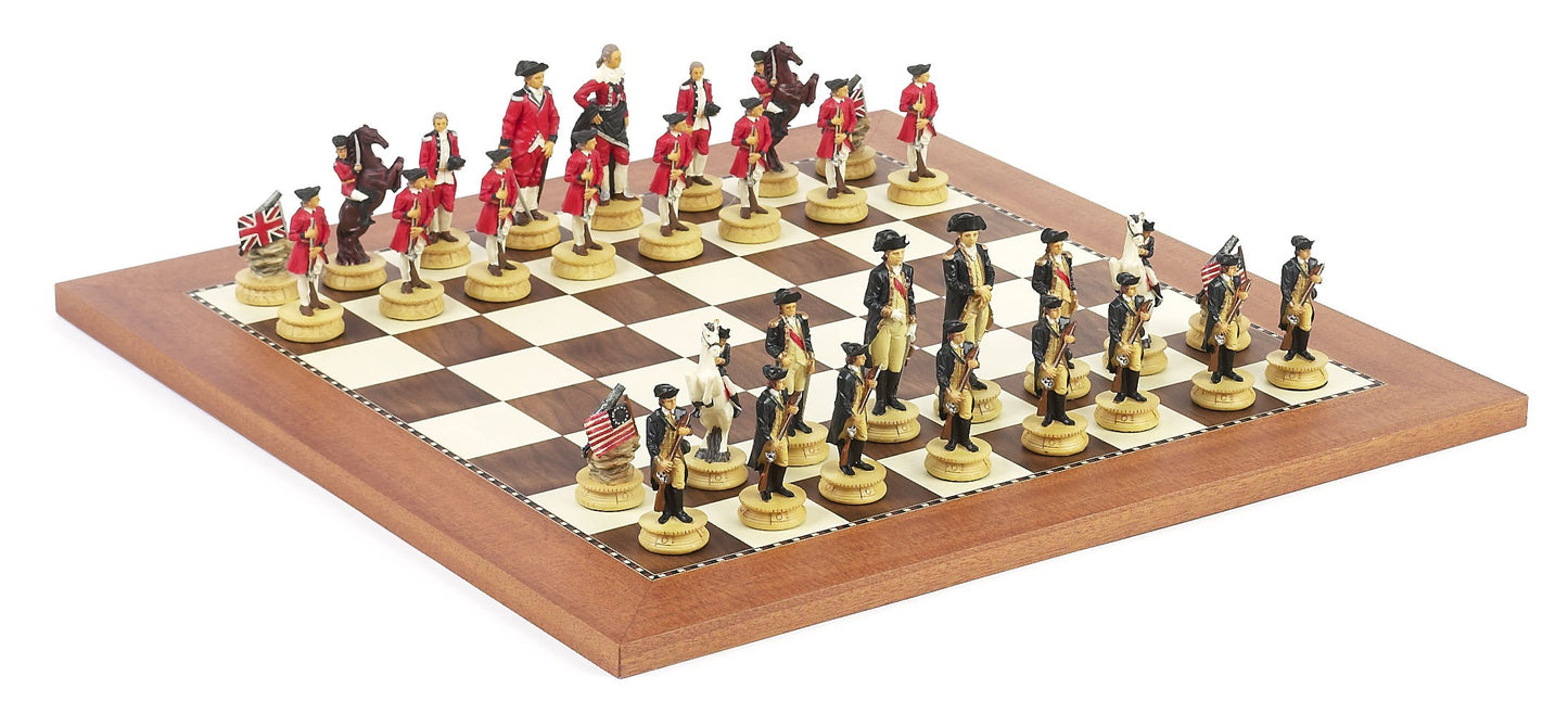 American War of Independence Themed Chessmen & Champion Board Chess Set