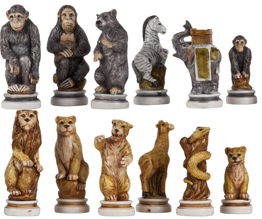 Animal Kingdom Themed Crushed Alabaster Chess Pieces