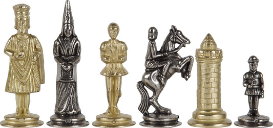 Silver plated Brass Camelot Themed Chess Pieces