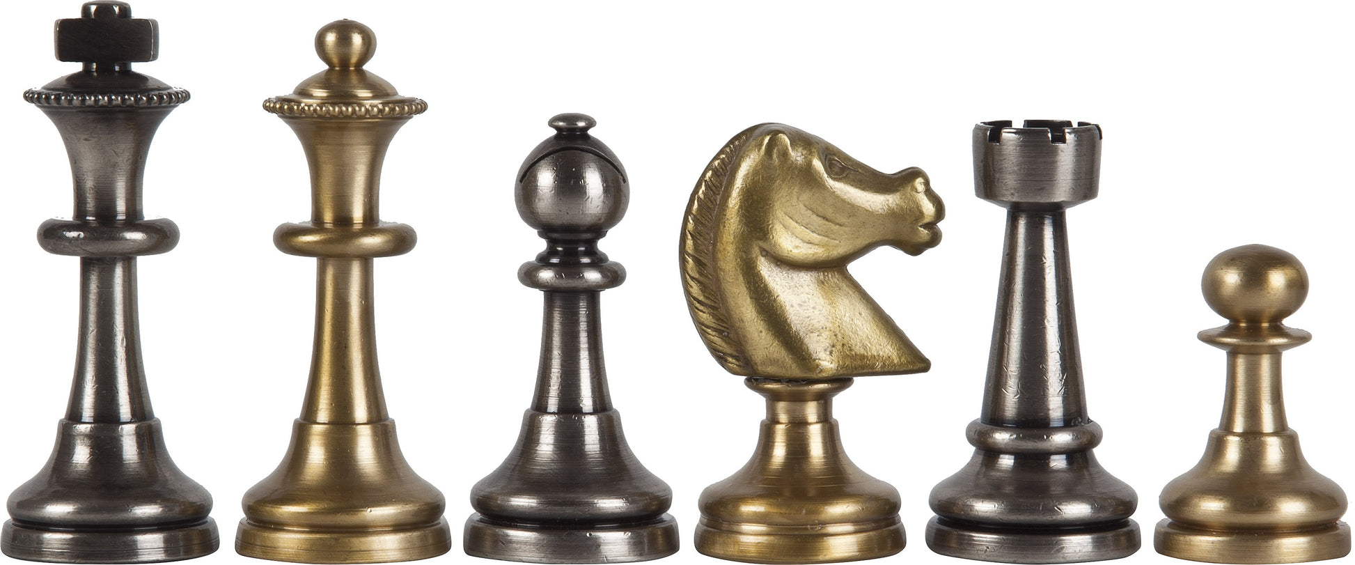 Brass Staunton Chessmen, silver plated