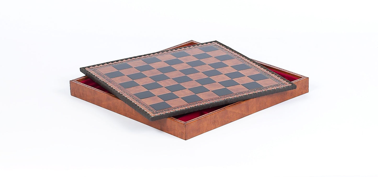 Brown Leatherette Cabinet Chess Board (open)