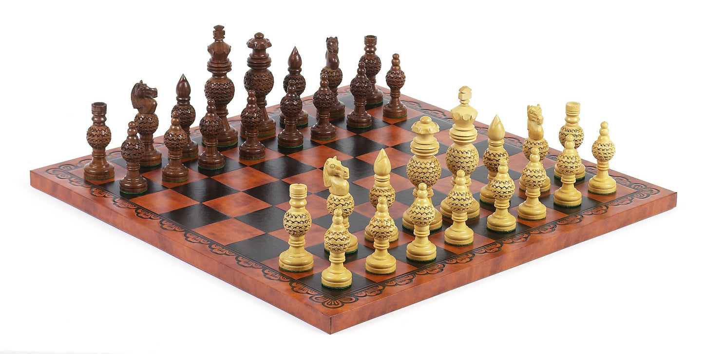 Champion Tournament Chessmen & 17.5 inch Leatherette Board