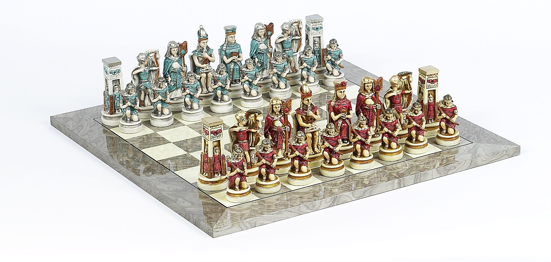 Cleopatra The Queen of The Nile Themed Chessmen & Superior Board Chess Set