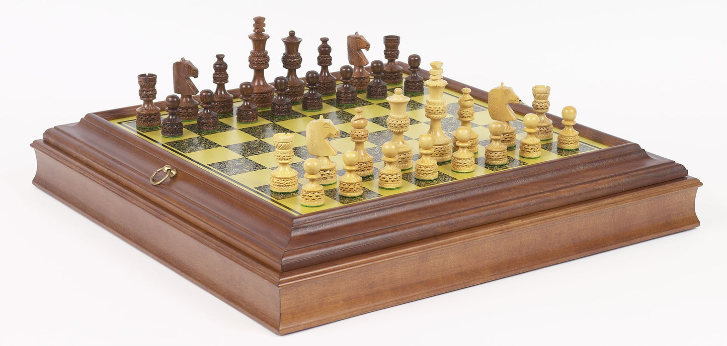 Designer Staunton Wood Chessmen & 22 inch Cabinet Board Chess Set