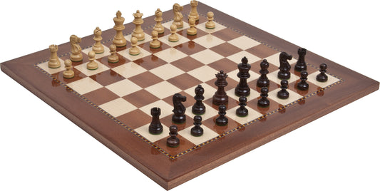 French Staunton Jr. Wood Chessmen & 18 inch Designer Board Chess Set