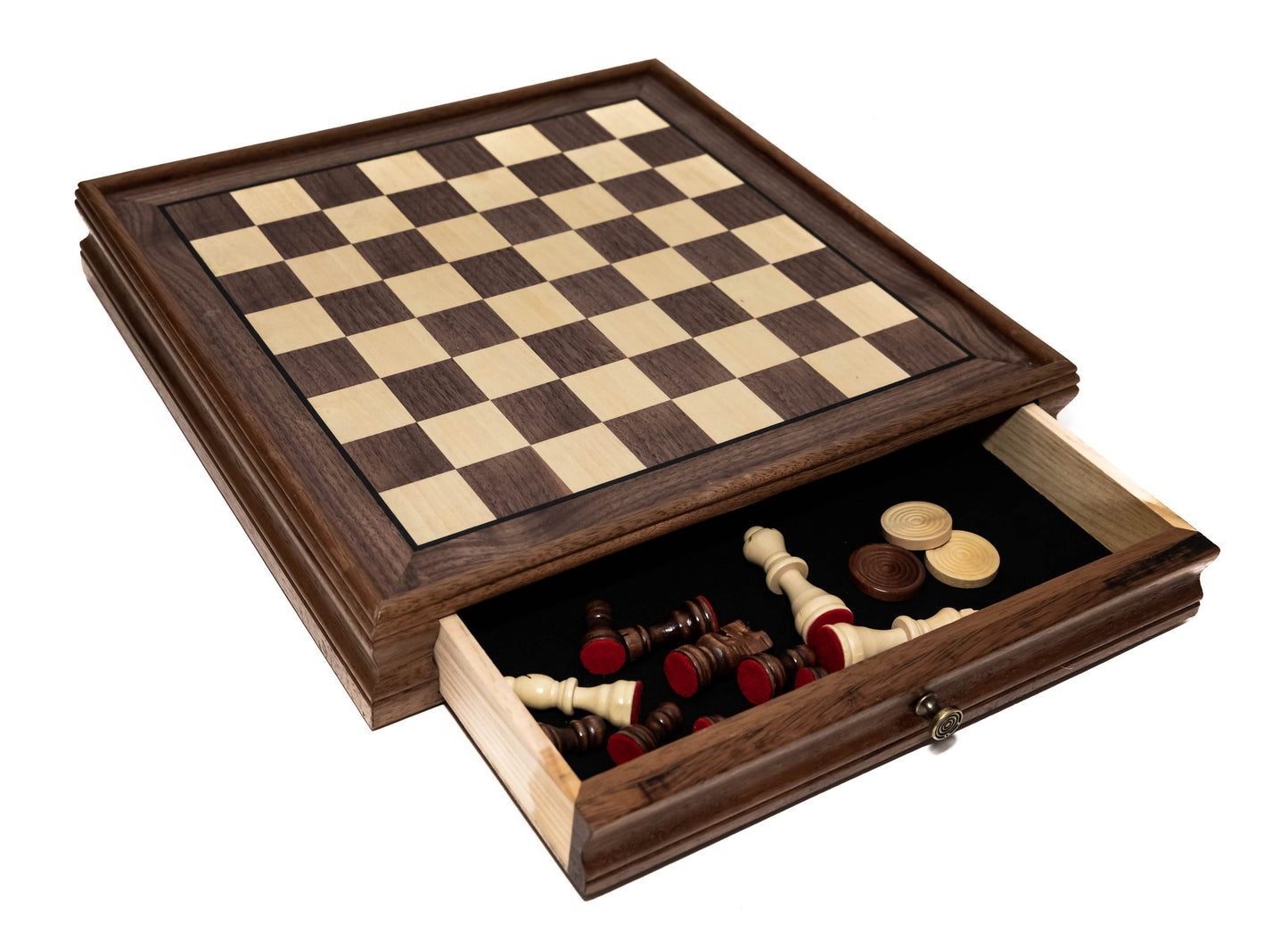 14.75 inch Games Compendium Chess & Checkers Set with 2 Extra Queens open
