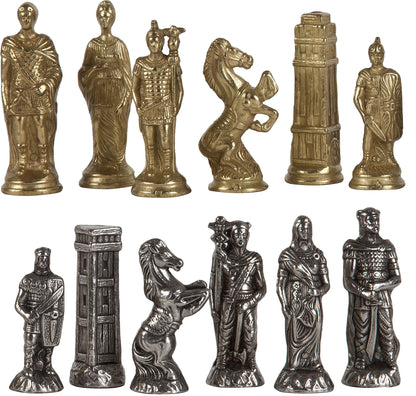 Silver plated Brass Romans vs Barbarians Themed Chess Pieces