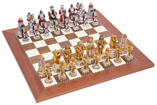 Incas and Spanish Themed Chessmen & Champion Board Chess Set