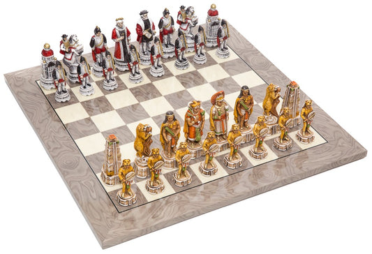 Incas and Spanish Themed Chessmen & Superior Board Chess Set