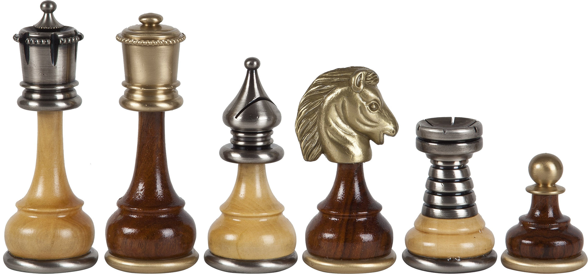 Italian Tournament - Silver-Plated Brass Wood Chess Pieces