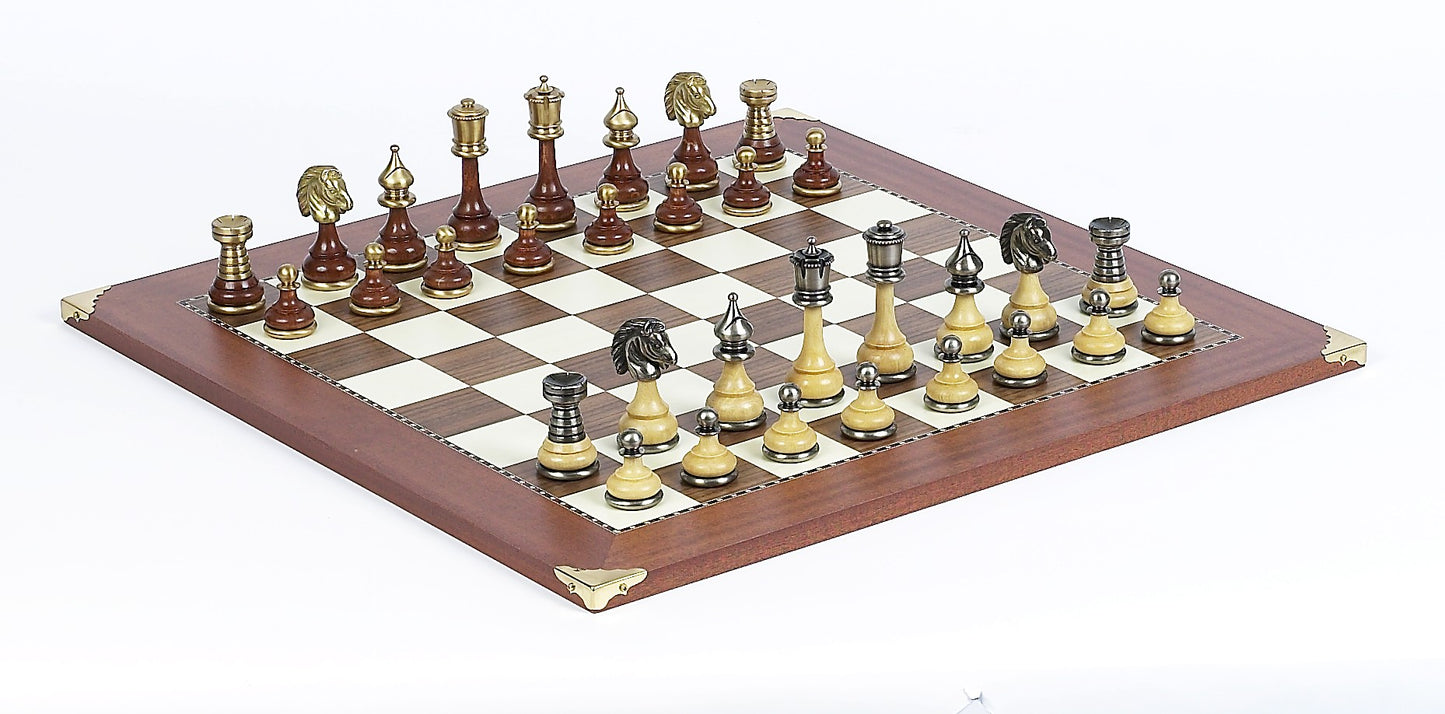 Silver plated Italian Tournament Chessmen & 20 inch Champion Board Chess Set