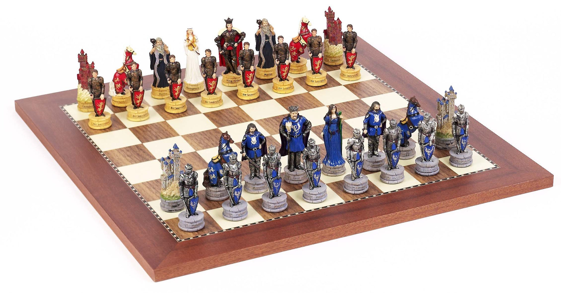 King Arthur of Camelot Themed Chessmen & Champion Board Chess Set