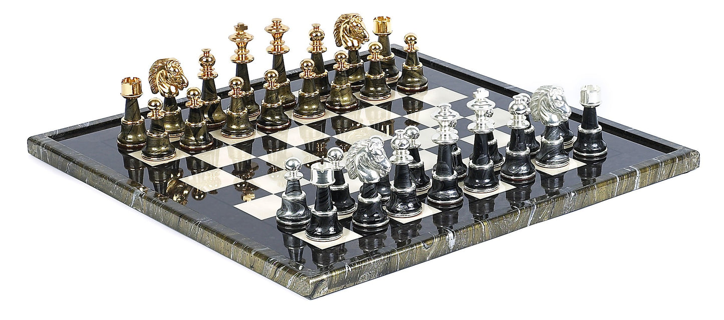 Magnificent Gold/Silver plated Chessmen & 25 inch Magnificent Board Chess Set