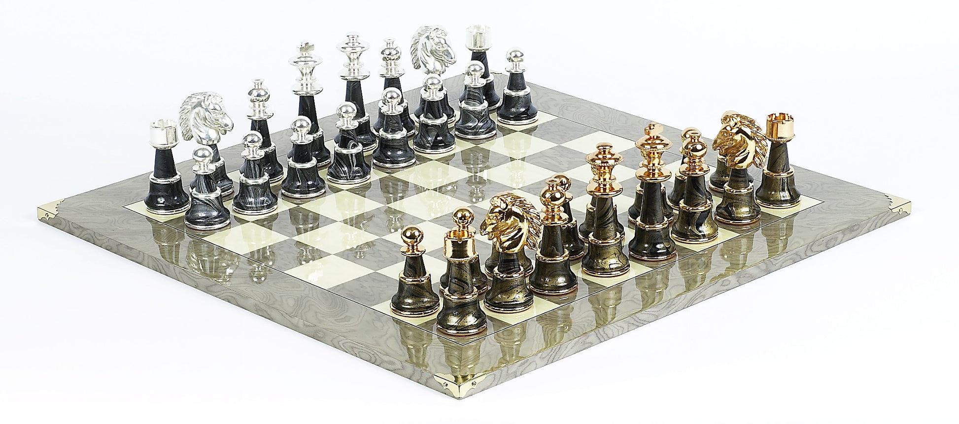 Magnificent Gold/Silver plated Chessmen & 24 inch Superior Board Chess Set