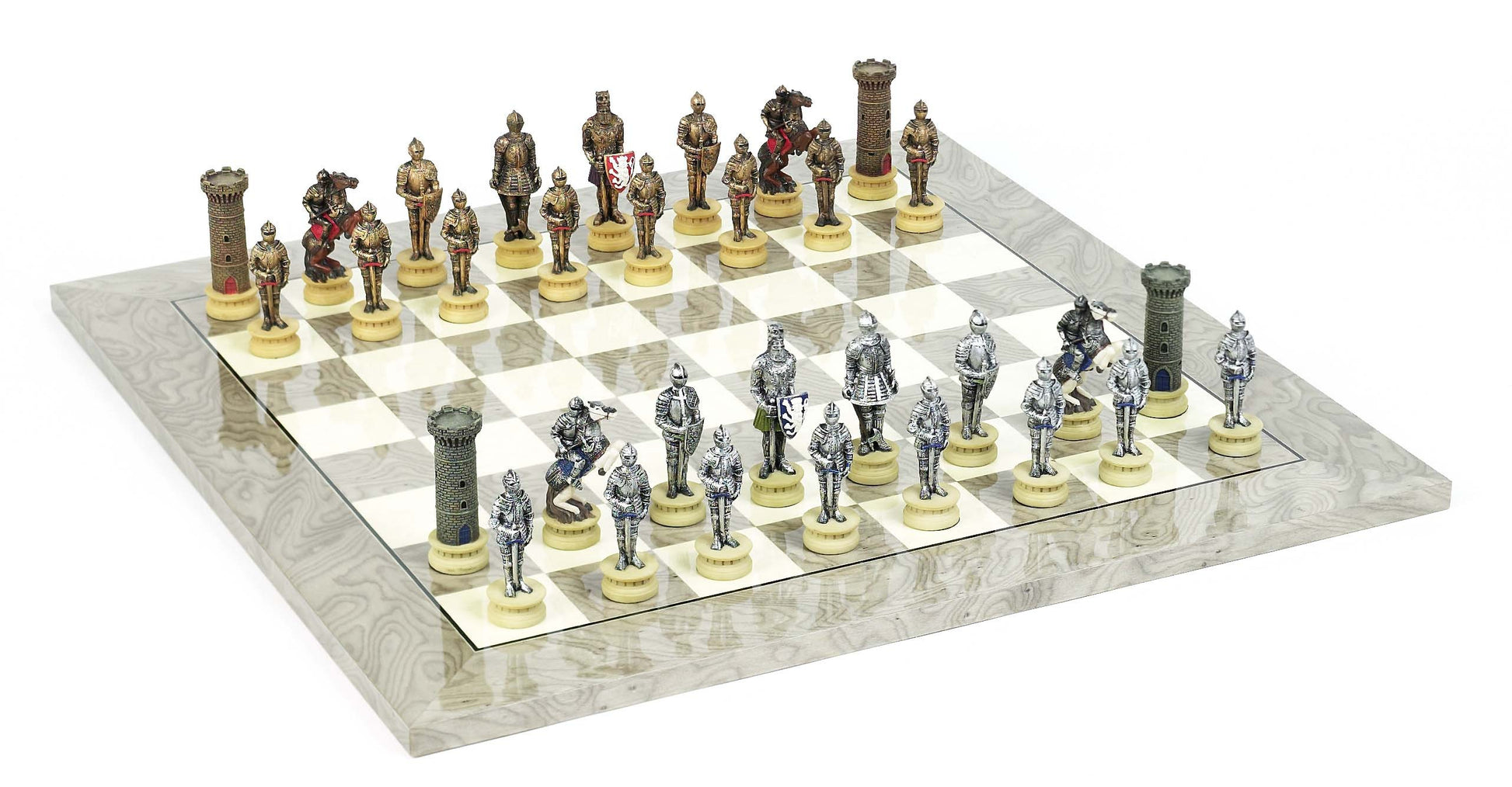 Medieval Knight Themed Chessmen & 20 inch Superior Board Chess Set