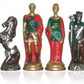 Hand painted Silver plated Brass Romans vs Barbarians Themed Chess Pieces