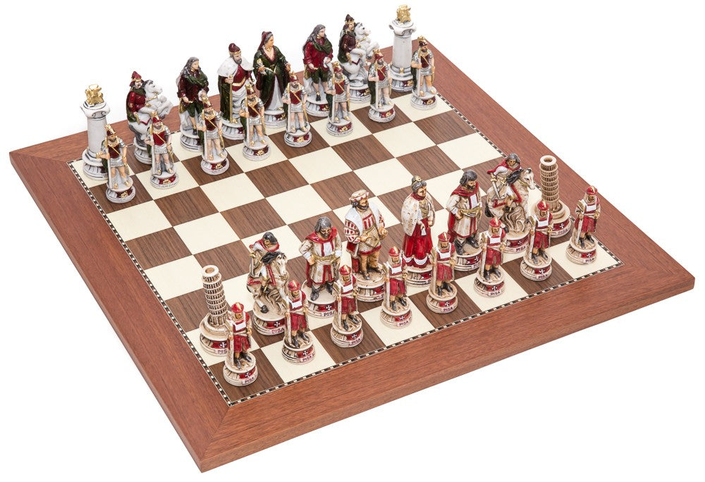 Pisa and Venice Italy Themed Chessmen & Champion Board Chess Set