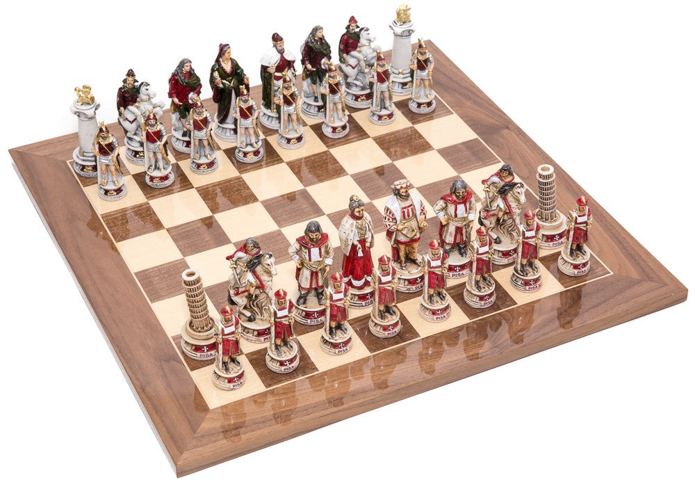 Pisa and Venice Italy Themed Chessmen & Master Board Chess Set