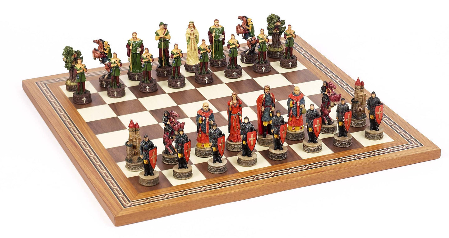 Robin Hood Themed Chessmen & Mosaic Board Chess Set