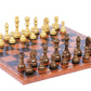 Staunton Design Wood Chessmen & 17.5 inch Tooled Leatherette Board