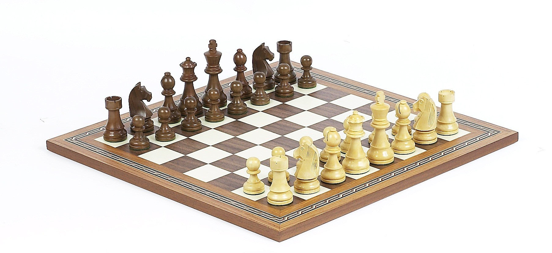 Tournament Staunton Wood Chessmen & 17.5 Inch Mosaic Board Chess Set